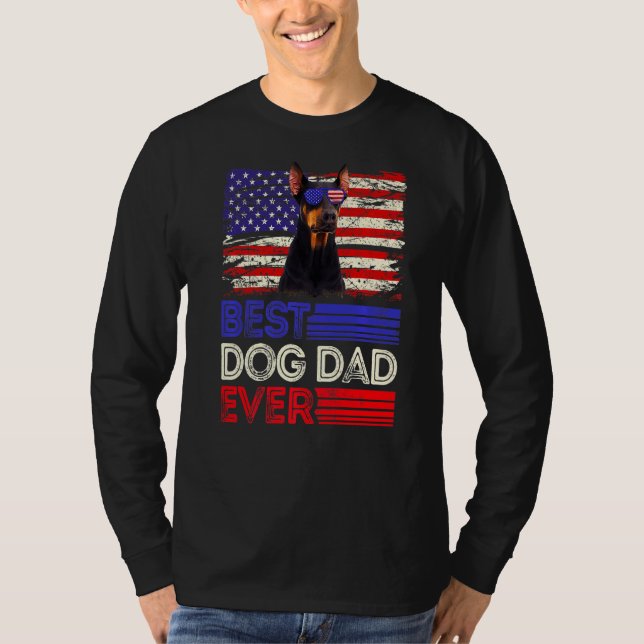 Camiseta Mens Best Doberman Pai Ever American Flag Patrioti (Frente)