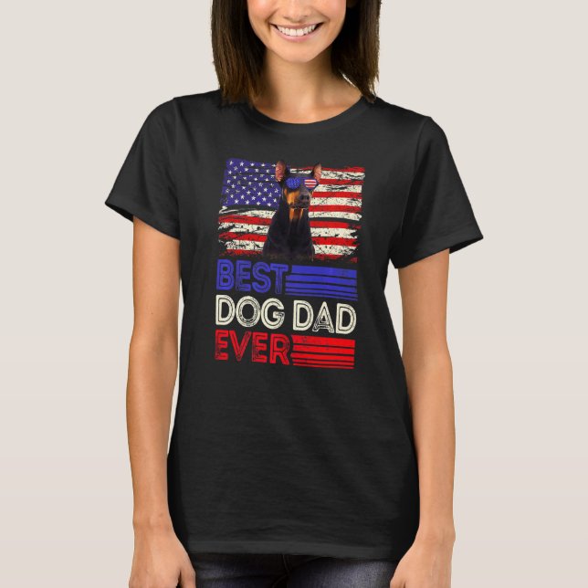 Camiseta Mens Best Doberman Pai Ever American Flag Patrioti (Frente)