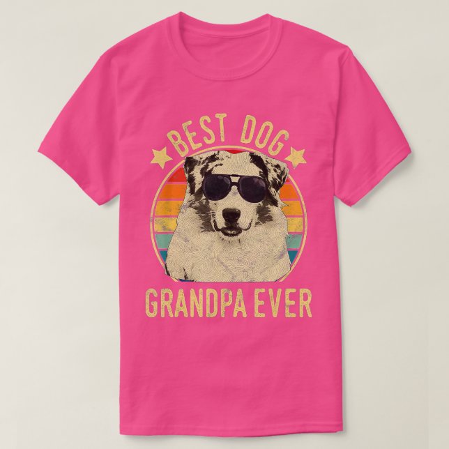 Camiseta Mens Best Dog Avô Ever Australian Shepherd Fat (Frente do Design)