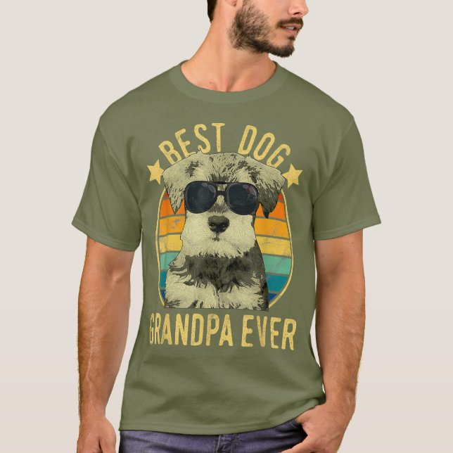 Camiseta Mens Best Dog Avô Ever Miniature Schnauzer (Frente)