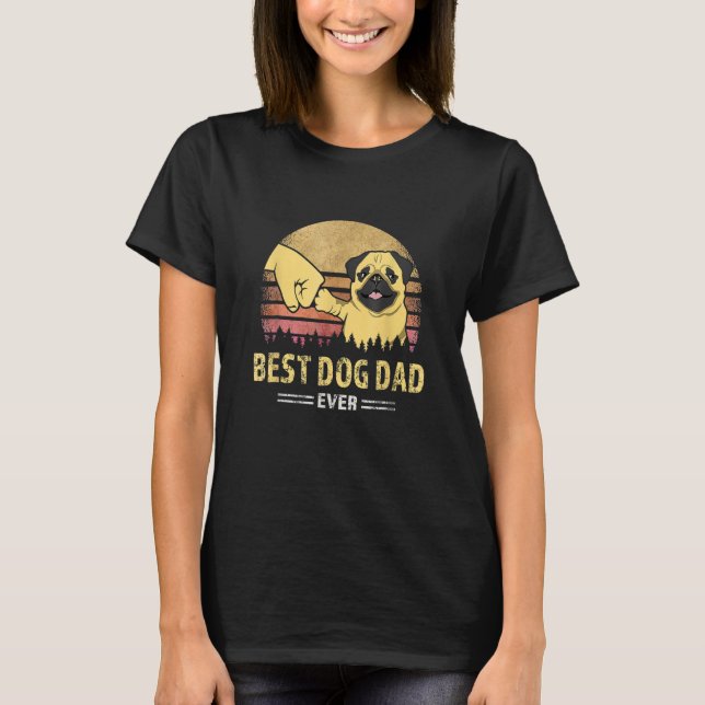 Camiseta Mens Best Dog Dad Ever Pug Retro Design Proud Vint (Frente)