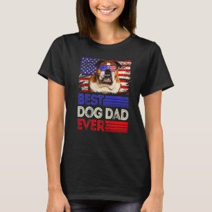 Camiseta Mens Best English Buldog Pai Ever American Flag P