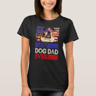 Camiseta Mens Best English Buldog Pai Ever American Flag P