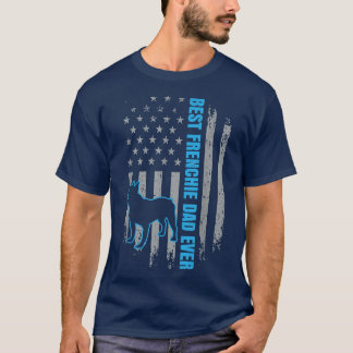 Camiseta Mens Best French Pai Ever Bulldog American Flag