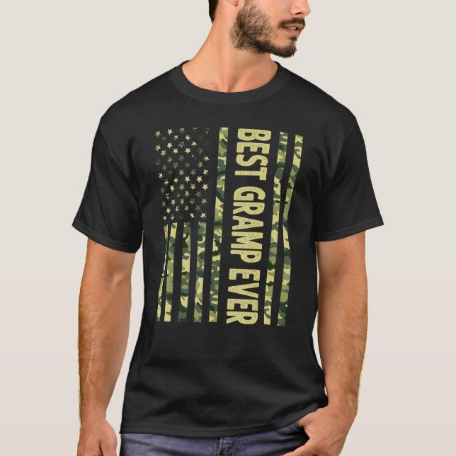 Camiseta Mens Best Gramp Ever Us American Flag Avô Fat (Frente)