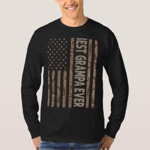 Camiseta Mens Best Grampa Ever Us American Flag Avô Fa