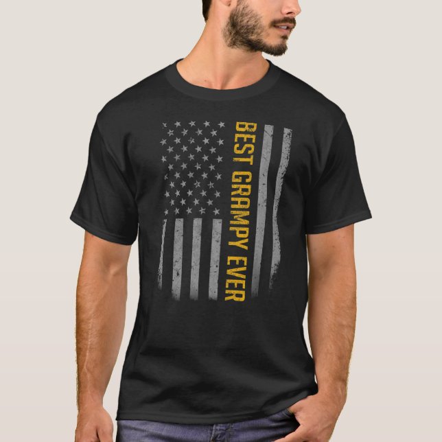 Camiseta Mens Best Grampy Ever American Flag for Padre's (Frente)
