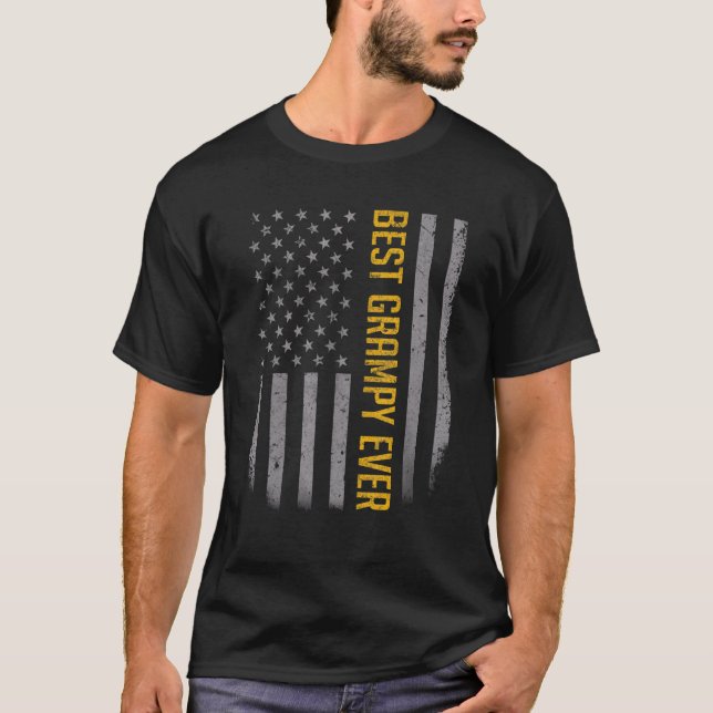 Camiseta Mens Best Grampy Ever American Flag for Padre's (Frente)