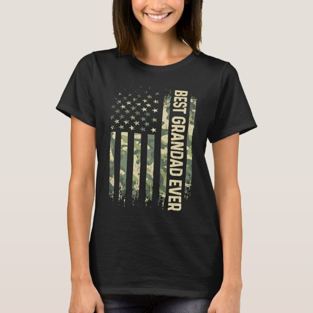 Camiseta Mens Best Grandad Ever Camo American Flag Father's (Frente)