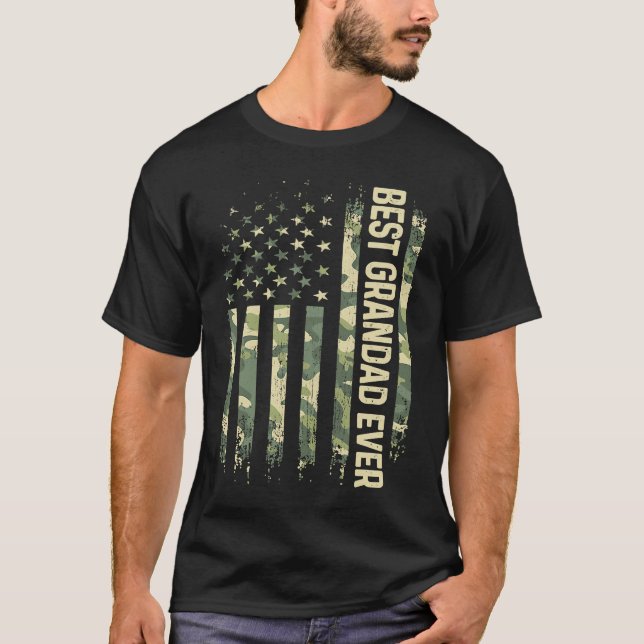 Camiseta Mens Best Grandad Ever Camo American Flag Father's (Frente)