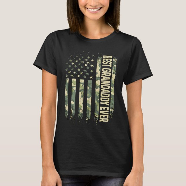 Camiseta Mens Best Grandaddy Ever Camo American Flag Father (Frente)