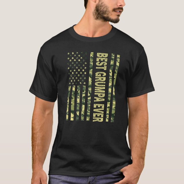 Camiseta Mens Best Grumpa Ever Us American Flag Avô Fa (Frente)