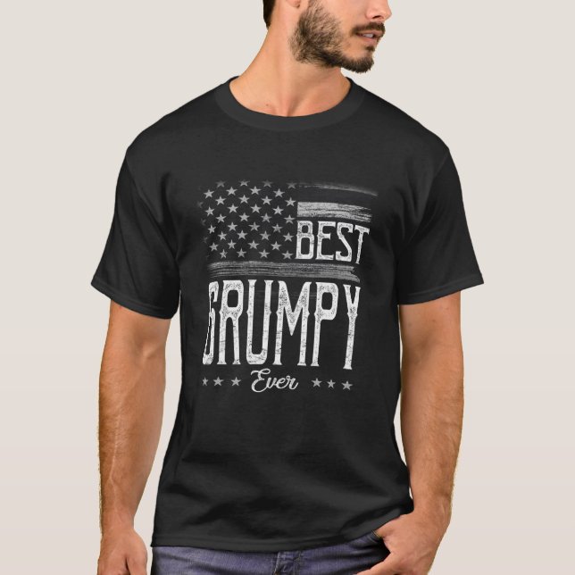 Camiseta Mens Best Grumpy Ever American Flag Avô Gift (Frente)