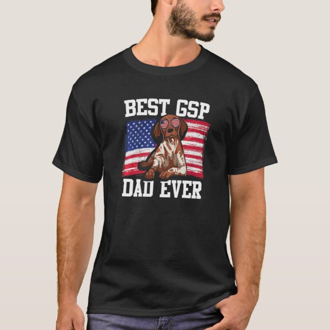 Camiseta Mens Best GSP Dad Ever US Flag German Shorthaired  (Frente)
