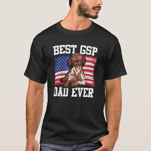 Camiseta Mens Best GSP Dad Ever US Flag  German Shorthaired (Frente)