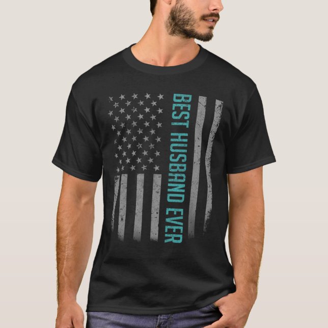 Camiseta Mens Best Husband Ever American Flag Shirt Gifs F (Frente)