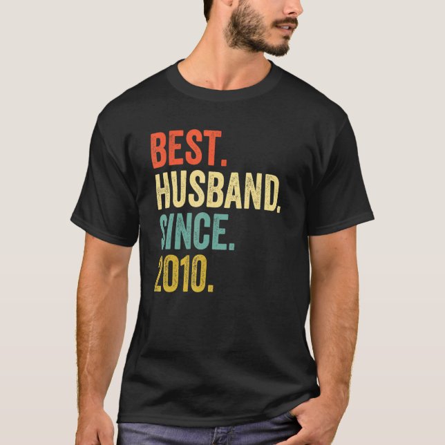 Camiseta Mens Best Husband Since 2010 12th Wedding Annivers (Frente)