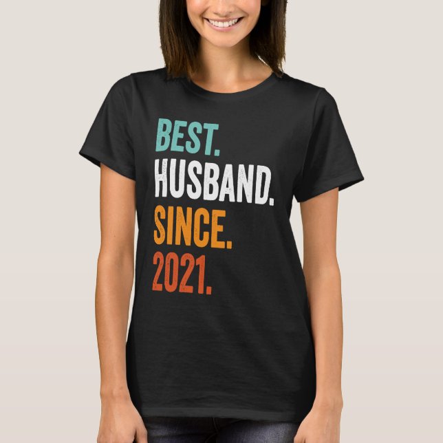 Camiseta Mens Best Husband Since 2021 2nd wedding anniversa (Frente)
