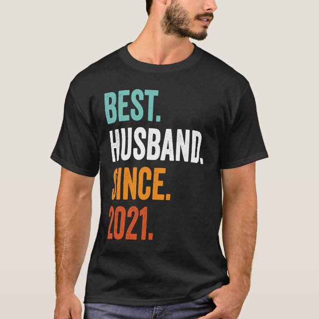 Camiseta Mens Best Husband Since 2021 2nd wedding anniversa (Frente)