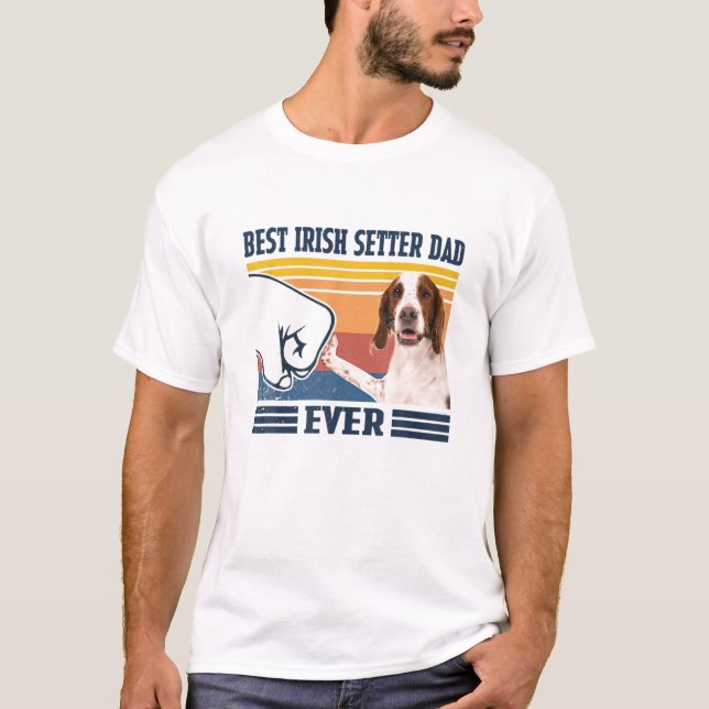 Camiseta Mens Best IRISH RED AND WHITE SETTER Dad Ever Funn (Frente)