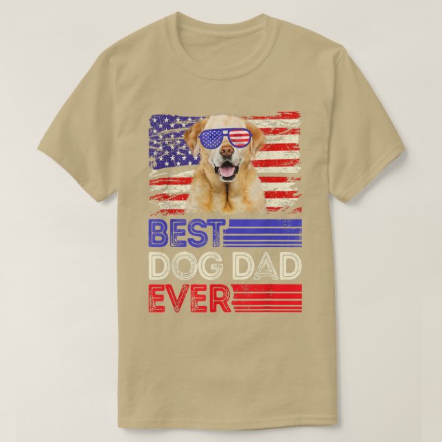 Camiseta Mens Best Labrador Pai Ever American Flag Patrioti (Frente do Design)