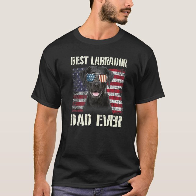 Camiseta Mens Best Labrador Sunglasses Dad Ever American Fl (Frente)