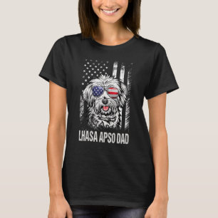 Camiseta Mens Best Lhasa Apso Pai Ever American Flag Dog