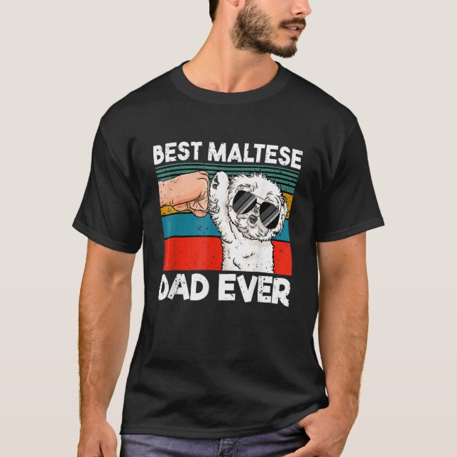 Camiseta Mens Best Maltese Dad Ever Ghetto Fist Dog (Frente)