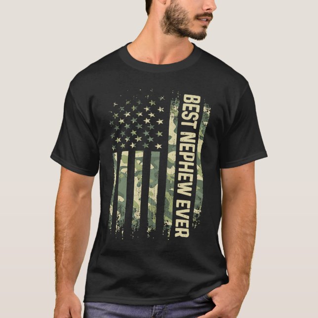 Camiseta Mens Best Nephew Ever Camo American Flag Father's  (Frente)