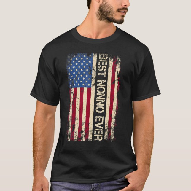 Camiseta Mens Best Nonno Nunca USA American Flag For Padre' (Frente)