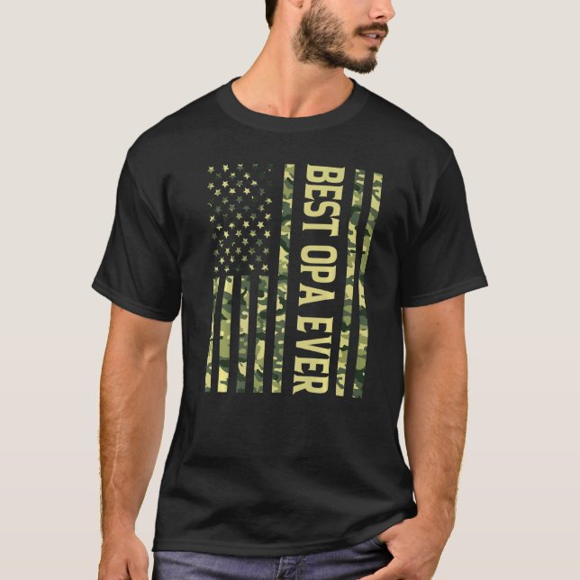 Camiseta Mens Best Opa Ever Us American Flag Avô Fathe (Frente)