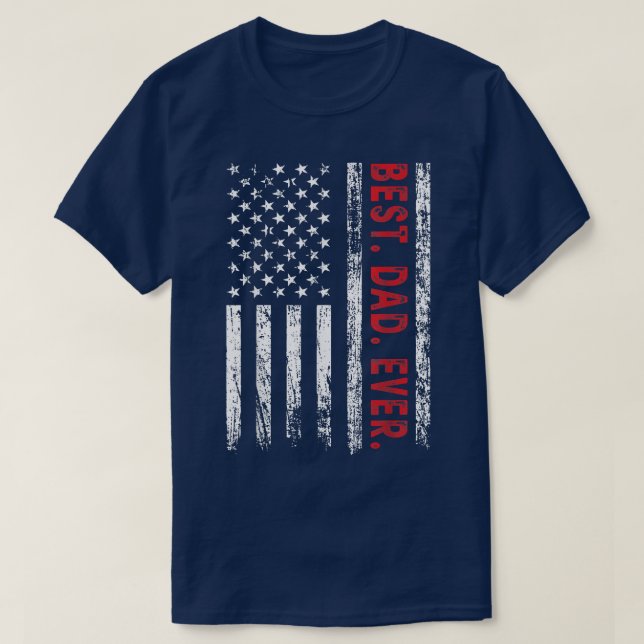 Camiseta Mens Best Pai Ever American Flag Avô (Frente do Design)