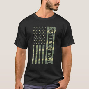 Camiseta Mens Best Pai Ever American Flag Camo Padre