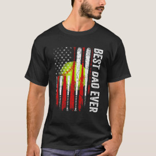 Camiseta Mens Best Pai Ever American Flag Coach Softball Da