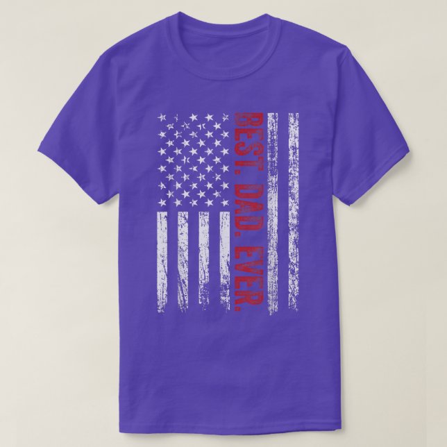 Camiseta Mens Best Pai Ever American Flag Fath Patriótico (Frente do Design)