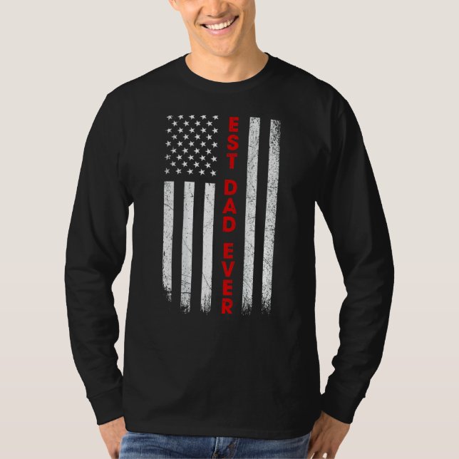 Camiseta Mens Best Pai Ever American Flag Pai Pai Da (Frente)