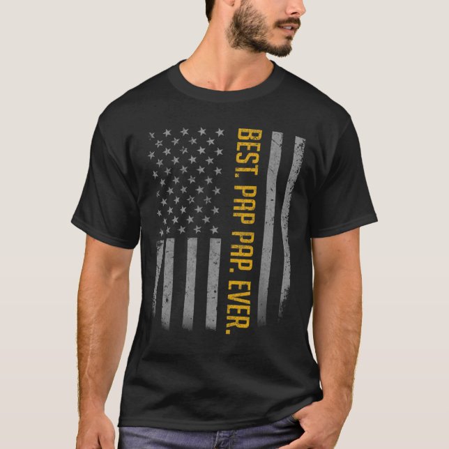 Camiseta Mens Best Pap Pap Ever American Flag Shirt Gifo Fo (Frente)
