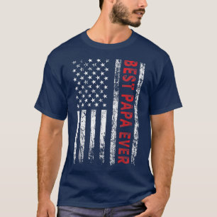 Camiseta Mens Best Papa Ever American Flag Avô Fathe