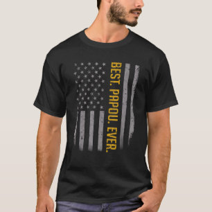 Camiseta Mens Best Papou Alguma Vez Nos Eua Bandeira Americ