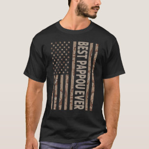 Camiseta Mens Best Pappou Ever USA American Flag Avô Fa