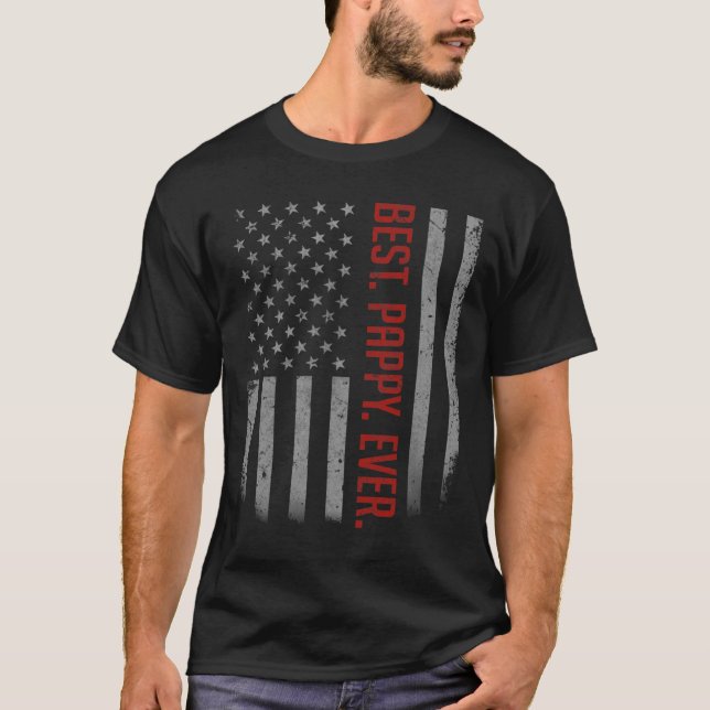 Camiseta Mens Best Pappy Ever American Flag Shirt Gift F (Frente)