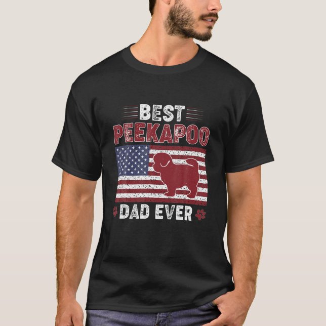 Camiseta Mens Best Peekapoodad Pai De Cão De Bandeira Ameri (Frente)