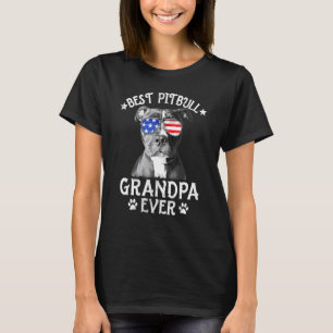 Camiseta Mens Best Pitbull Avô Ever Cachorro Pai Americano