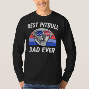 Camiseta Mens Best Pitbull Pai Funny Pit Bull Retro Padre