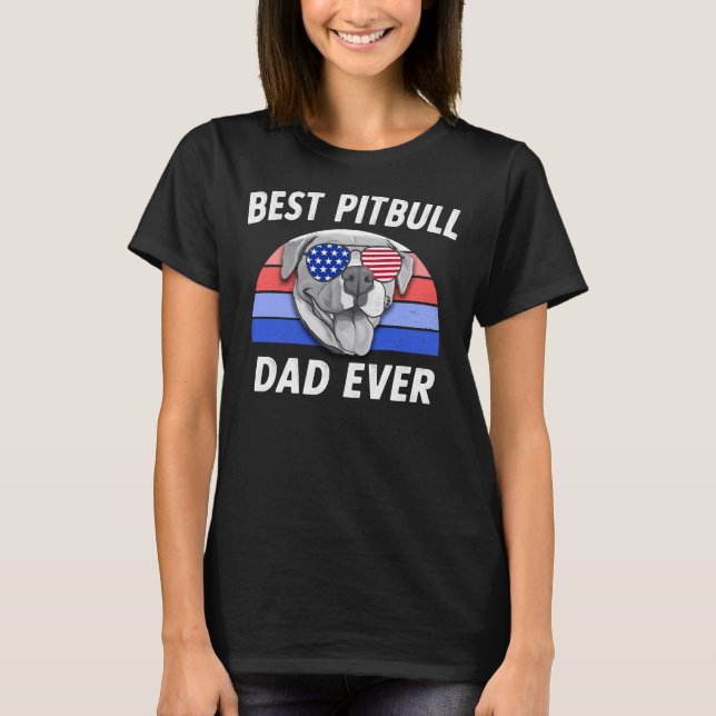 Camiseta Mens Best Pitbull Pai Funny Pit Bull Retro Padre (Frente)
