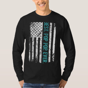 Camiseta Mens Best Pop Pop nunca nos EUA Bandeira Americana