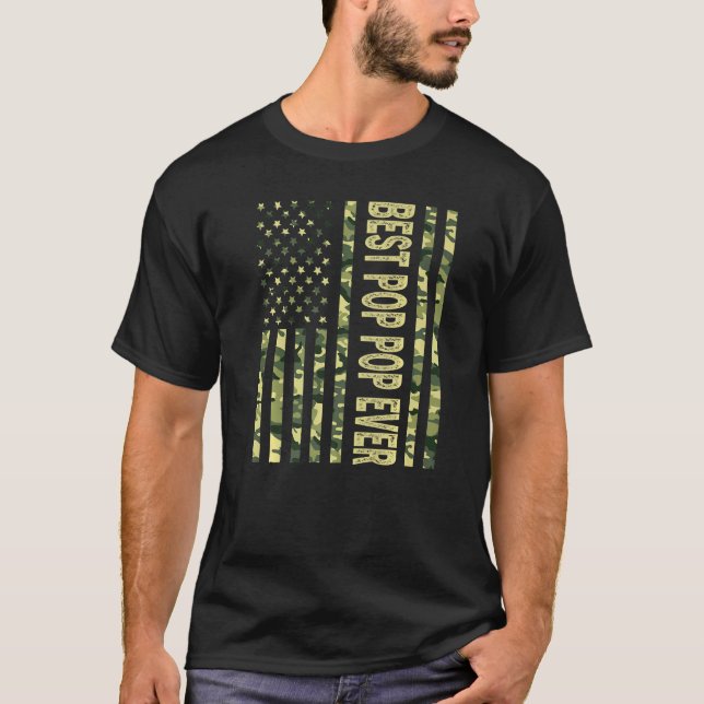 Camiseta Mens Best Pop Pop Nunca Nos Eua Flag Avô F (Frente)