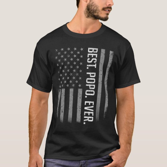 Camiseta Mens Best Popo Ever USA American Flag Shirt Gifs F (Frente)