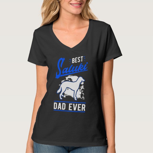 Camiseta Mens Best Saluki Dad Ever Long haired Greyhound Da (Frente)