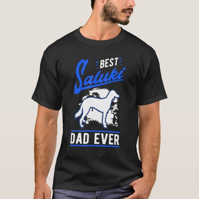 Camiseta Mens Best Saluki Dad Ever Long haired Greyhound Da (Frente)